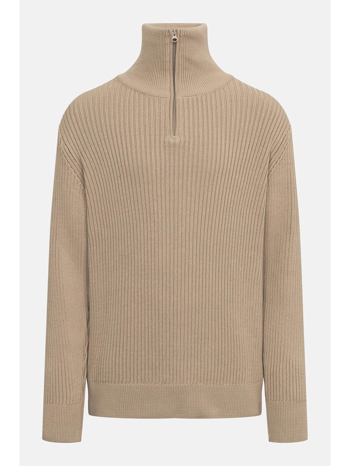 Derbe Pullover in Beige - M