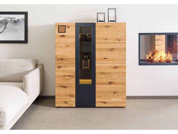 Highboard Wildeiche 116x43,5x143 natur geölt/lackiert KITZBÜHEL #107