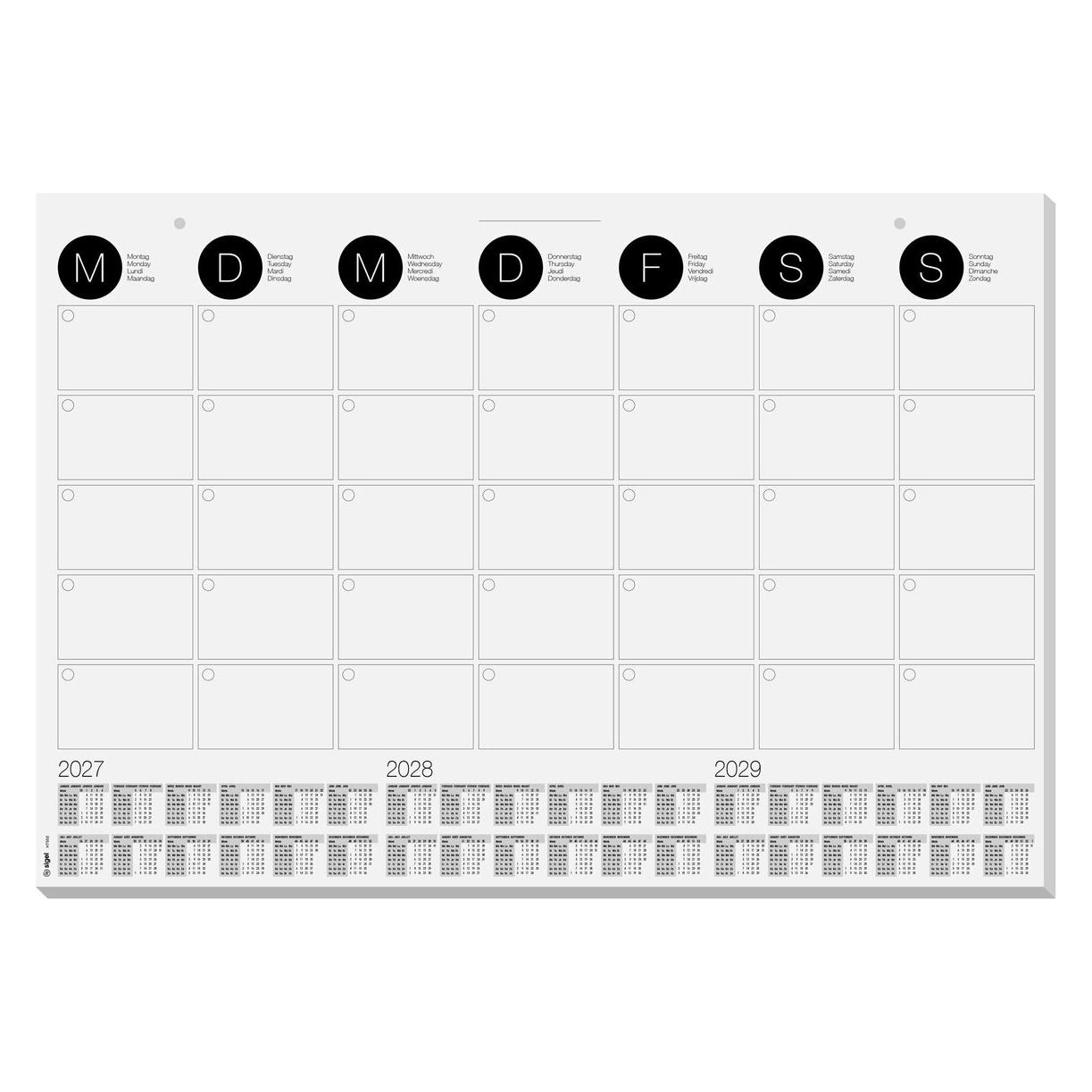 Sigel Schreibtischunterlage MONATSPLANER 2027/2028/2029 schwarz/weiss Papier 59,5 x 41,0 cm, 12 Blatt (41 x 59.50 cm) (H7550)