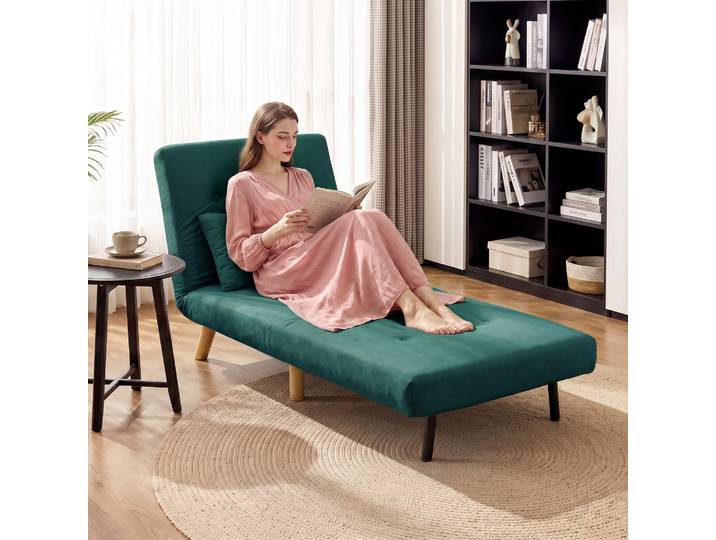 HOMCOM Fauteuil-lit 3-en-1 Pliant Vert foncé Dossier réglable