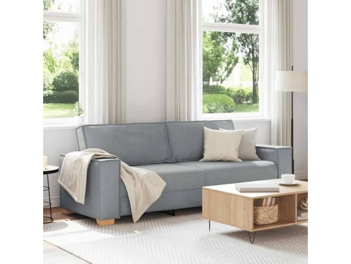 HEFZGDB 3-Sitzer Sofa Hellgrau 180 cm Stoff Polster Wohnzimmer Couch mit Breiten Armlehnen, Stabiles Gestell aus Holz und Metall, Weiches Polyestergewebe für Atmungsaktivität
