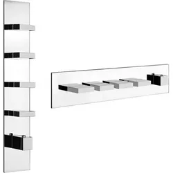 Gessi, Duscharmatur + Badewannenarmatur, Rettangolo, Fertigmontageset mit 4 separaten Wegen, eine Rosette, 43028