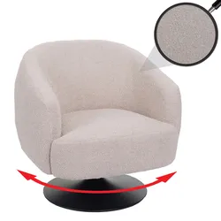Lounge-Sessel MCW-J76, Cocktailsessel Sessel drehbar, Bouclé Stoff Metall ~ creme-beige