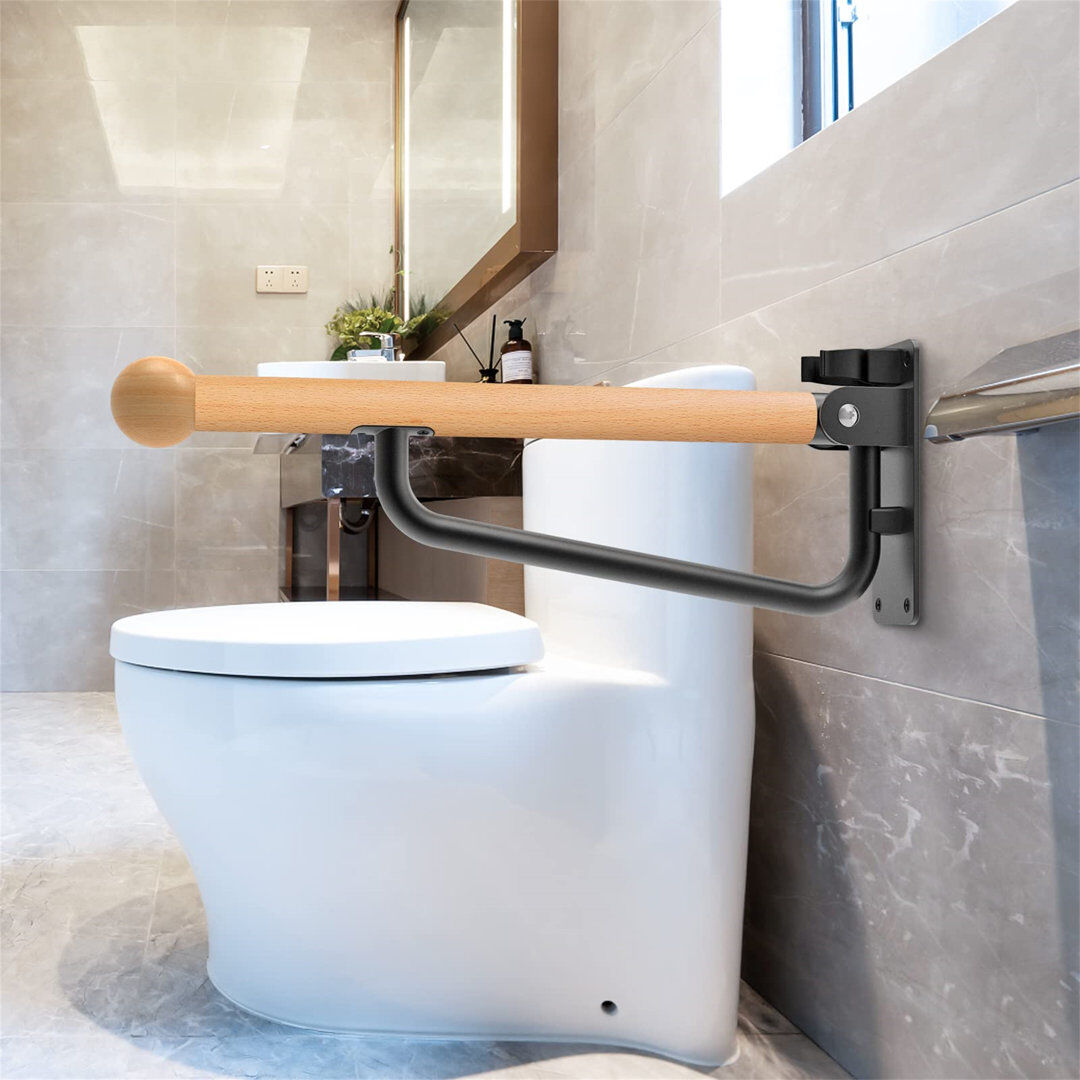 Belfry Bathroom Horowitz Toilet Safety Bar, Foldable Toilet Grab Bar, Wall Mounted Wooden Handicap Grab Bar For Bathroom. Non-Slip And Waterproof Comfty Grip Bar For 22cm H X 60cm W X 8cm D