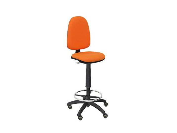Piqueras y Crespo T04CP – ergonomischer Hocker, höhenverstellbar, Ring zum Abstützen der Füße, Rollen orange