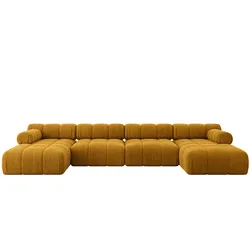WOHNLANDSCHAFT modulares Sofa Tesso-U2 - 380x160x70 cm Senfgelb Cord