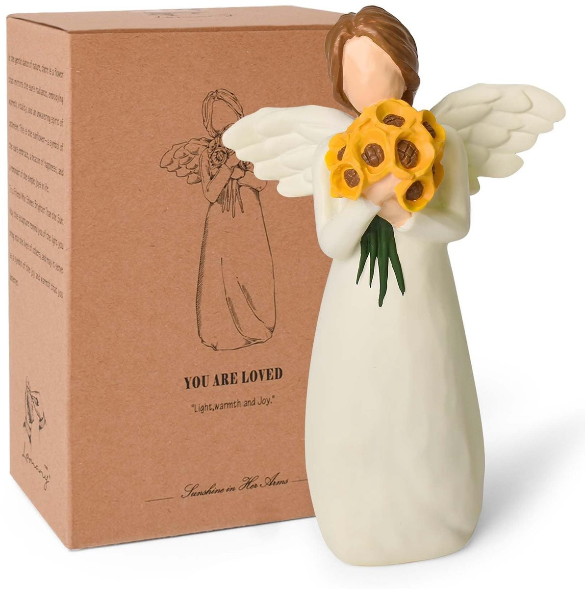 Dailygoods Zonnebloem Engelbeeldje van Hars voor Woondecoratie