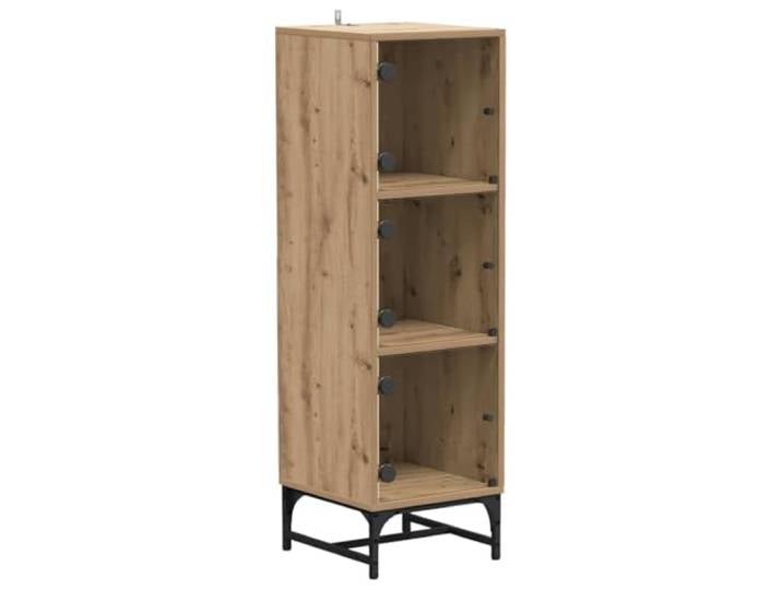 HKTMGDNG Sideboard mit 3 Türen Kommode Artisan-Eiche 35x37x117 cm Schlanker Mehrzweckschrank für Flur und Esszimmer, bietet drei Fächer für Geschirr und Dekoration.