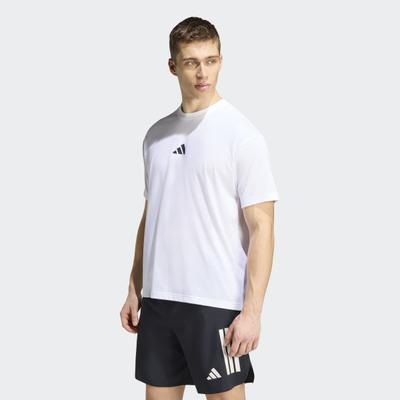 Laufshirt ADIDAS PERFORMANCE "RUNNING STATE OF MIND GRAPHIC", Gr. S, weiß, schwarz, Obermaterial: 65% Polyester, 35% Baumwolle, Shirts Laufshirt, mit climacool, aus Polyester
