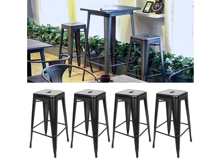 HUOLE Lot de 4 Tabouret de bar haut empilable pour cuisines restaurants hôtels salles de formation traiteurs 42*42*76cm.
