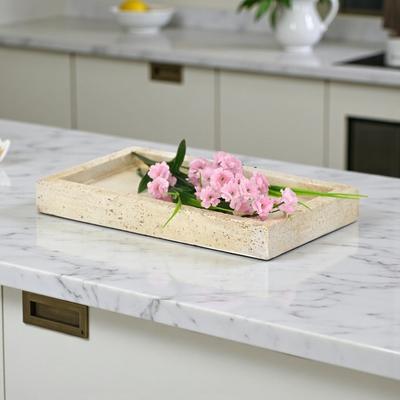 Cheungs "Avice 9.75"" Beige Stone Style MGO Decorative Rectangle Tray"