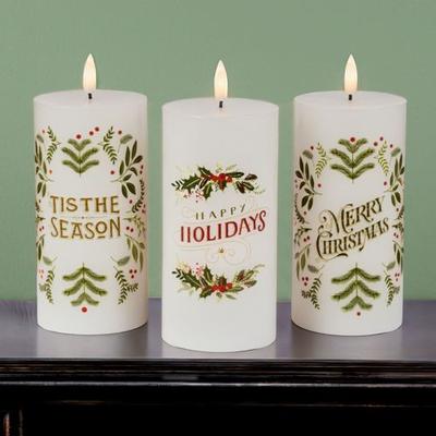 The Gerson Companies Festive Holiday LED Candles White Set of Three, Set of Three, White