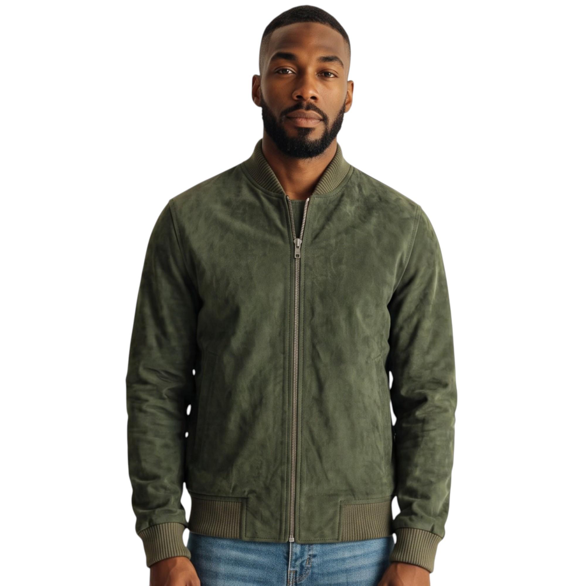 Infinity Leather Wildleder MA-1 Bomberjacke „Antalya“ für Herren - Grün