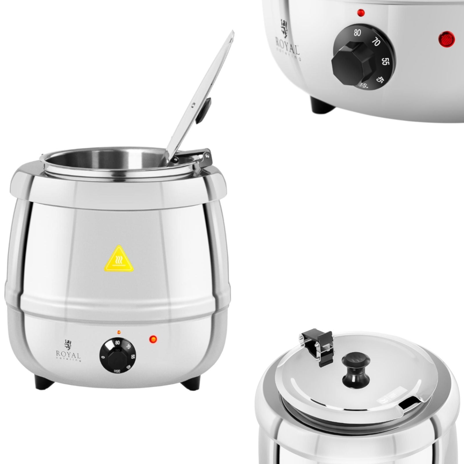 Royal Catering Elektrische soeppan van staal, 10 liter