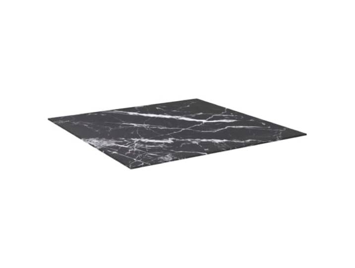 NKOPPFG Tischplatte Schwarz 80x80 cm 6 mm Hartglas Marmoroptik, für Esstisch und Couchtisch, kratzfest, feucht abwischbar