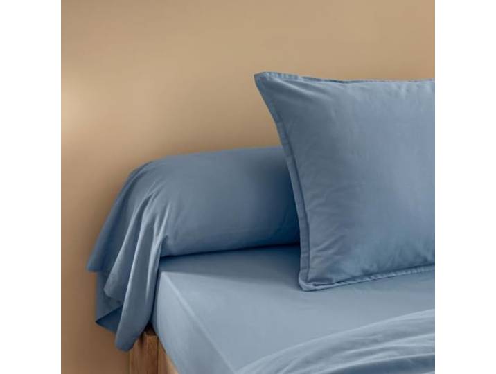 Taie de traversin Coton lavé - SOMEO Bleu 160 cm