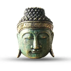 Home Decoration Buddha Head - 25cm - Green Shine Finish