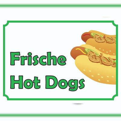 HB-Druck Frische Hot Dogs Schild A2 Rückseite selbstklebend