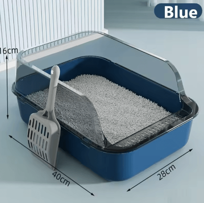 Inspire Picks Semi Enclosed Splashproof Cat Litter Box With High Sided Design a Blue