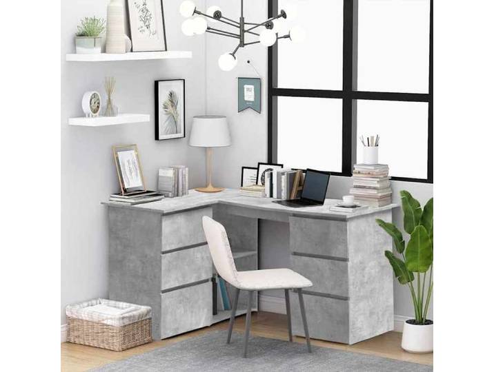Bureau d'angle - 145x100x76 cm - Bois d'ingénierie - Multicolore - Améliorez Votre Espace de Vie - Pour Rangement