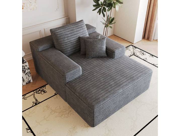 Canapé - CIPACHO - Canapé modulable sans os - Velours côtelé - Assise profonde - Méridienne