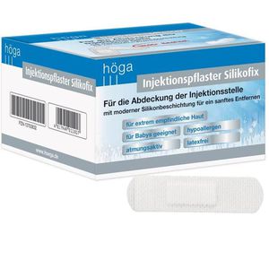 Höga Pflaster Silikofix Injektion, 100 Strips, elastisch, sensitiv, atmungsaktiv, 4 x 2cm
