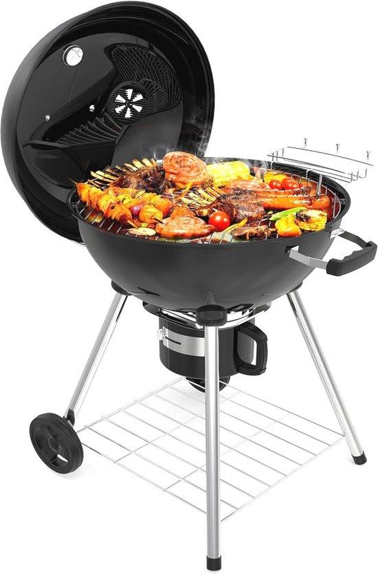Famanu Holzkohlegrill mit Deckel 57 cm für 4 bis 12 Personen - Tragbarer Kugelgrill mit Aschekasten und verstellbarer Belüftung