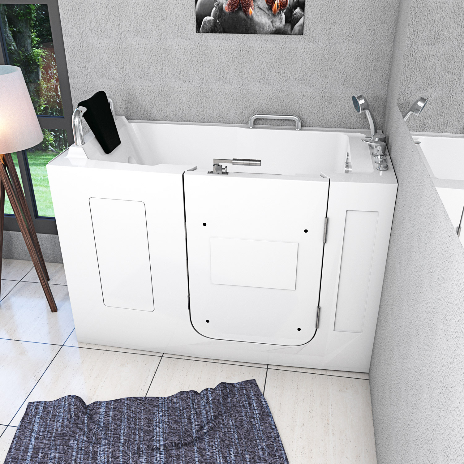 Sitzwanne Whirlpool Badewanne mit Tür S07WP-C-R 140x76cm