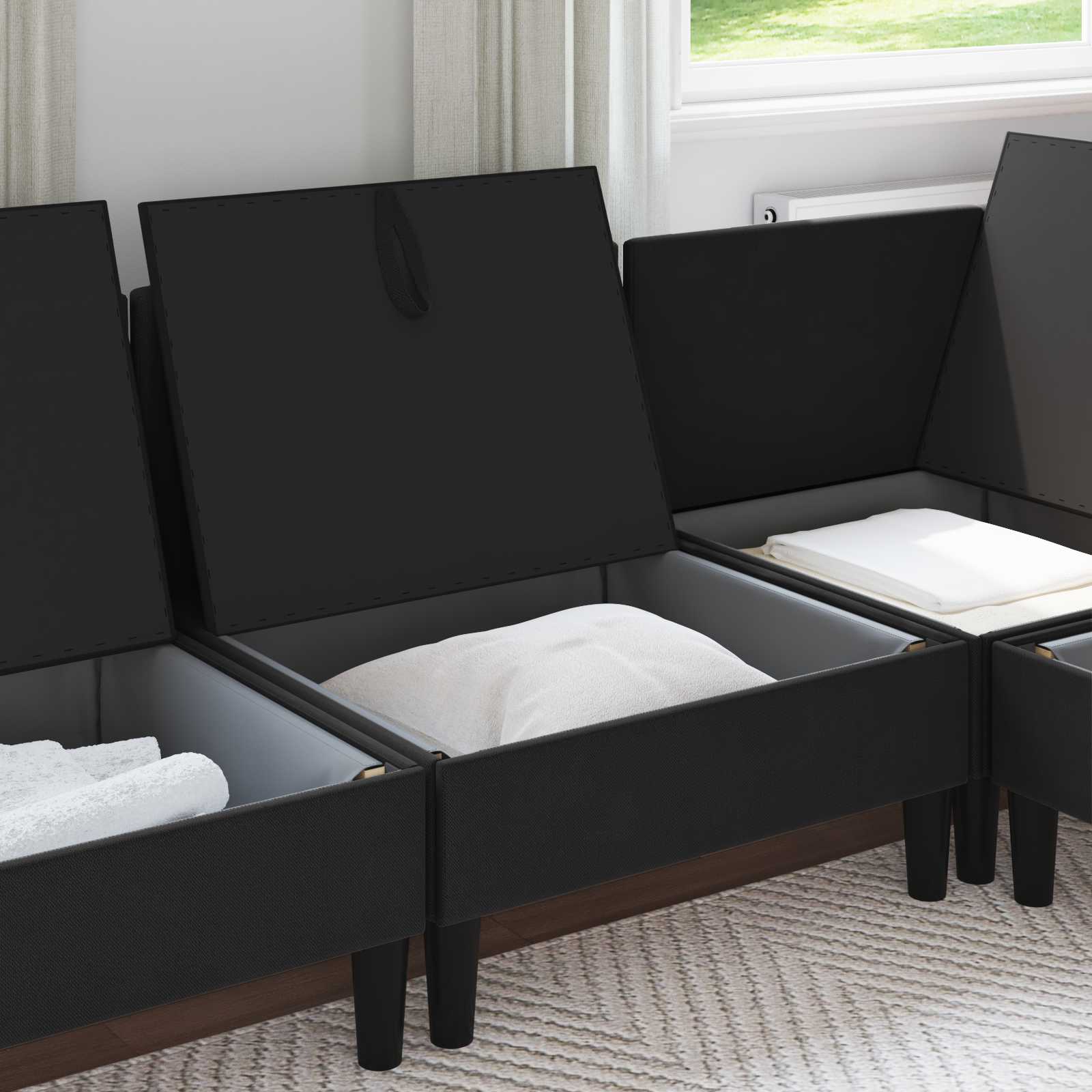 vidaXL Canapé central avec rangement Noir Velours