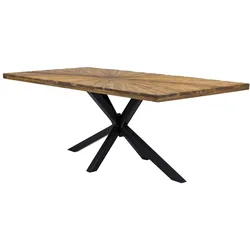 Esstisch 'Vanaja' 200x100 cm, Teak/Antikschwarz Massivholz, Metall Teak