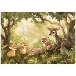 FOTOTAPETE Kinderzimmer Wald Tiere Tapete Kinder 250x175