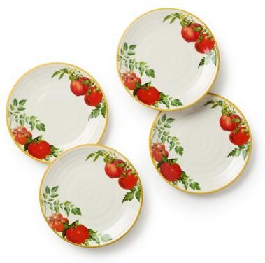 "Certified International Pomodoro 6"" Canape/Luncheon Plates,Set of 4 - 6'' W x 6'' D x 0.75'' H"