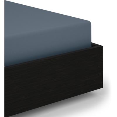 Spannbettlaken HECKETT & LANE "Elementi", blau (maritime, blau), B:90cm L:220cm, Mako-Satin, Obermaterial: 100% Baumwolle, Bettlaken, Spannbettlaken, Laken aus 100% Baumwolle, hochwertiges Mako-Satin, Betttuch ab 90x200