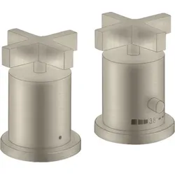 hansgrohe AXOR Citterio 2-Loch Wannenrandthermostat mit Kreuzgriffen, 39480820, Farbe: Brushed Nickel