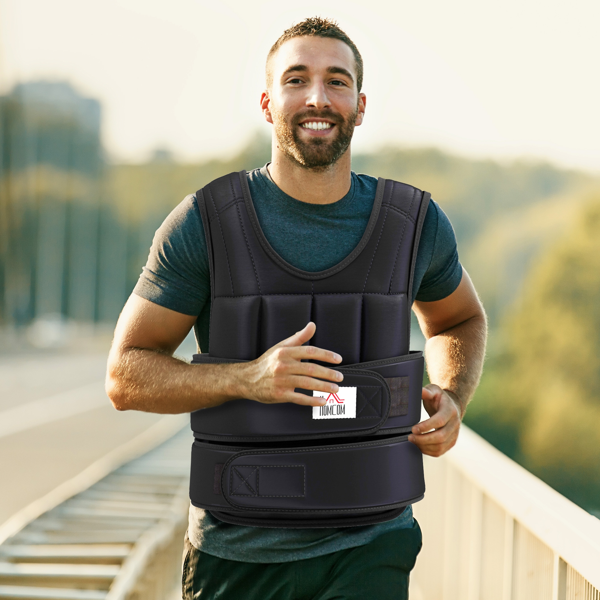 Homcom Giubbotto Zavorrato 10kg Unisex 38 Pesi Singoli, Imbottitura, Chiusure con Velcro, Nero   Aosom Italy