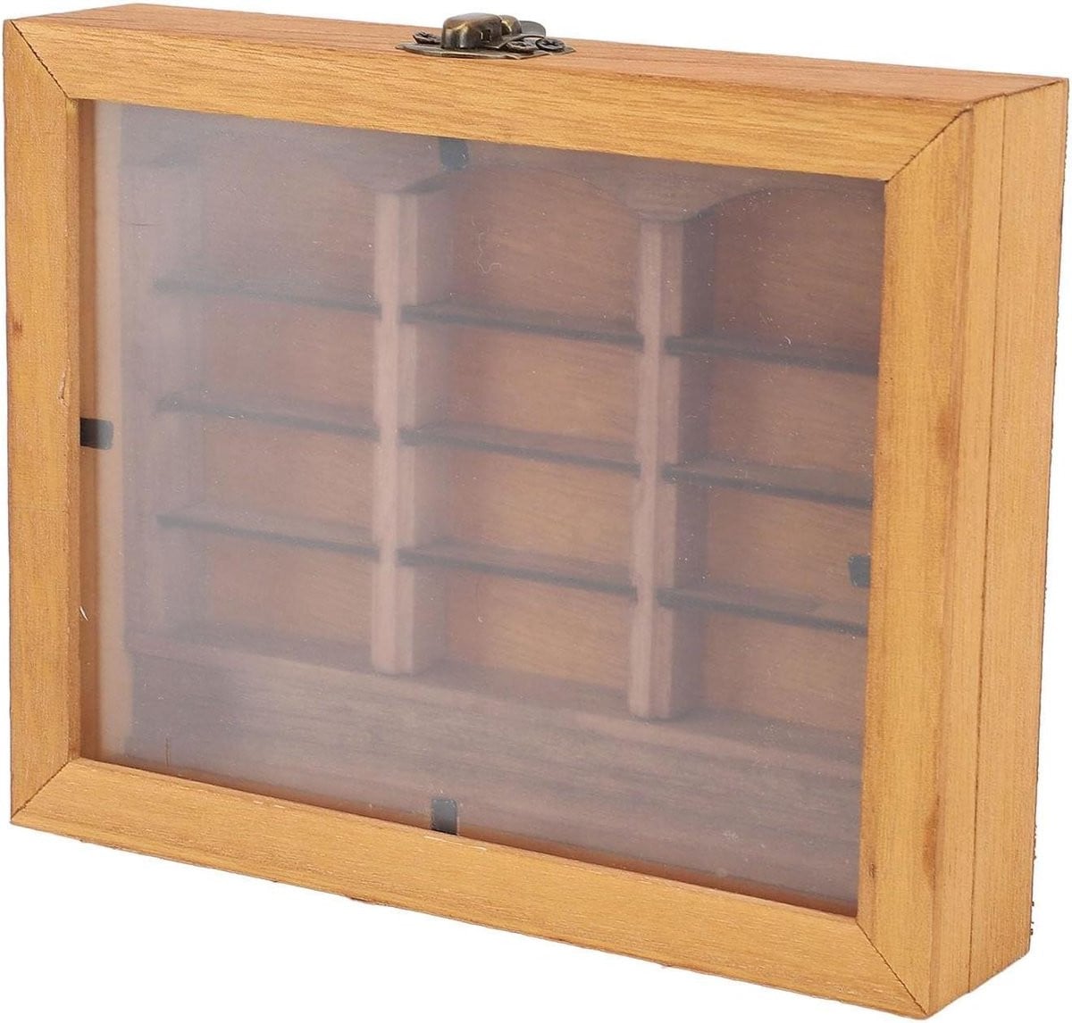 Miniatuur Boekendozen Decoratie Rek in Houtkleur - H x B x D: 18 x 14 x 5 cm