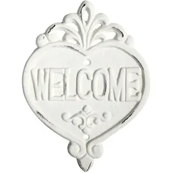 Chic Antique Welcome Schild aus Eisen, H18 x L13 cm, antique creme