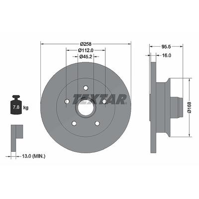 Textar 1x Bremsscheibe [Hersteller-Nr. 92053000] für VW