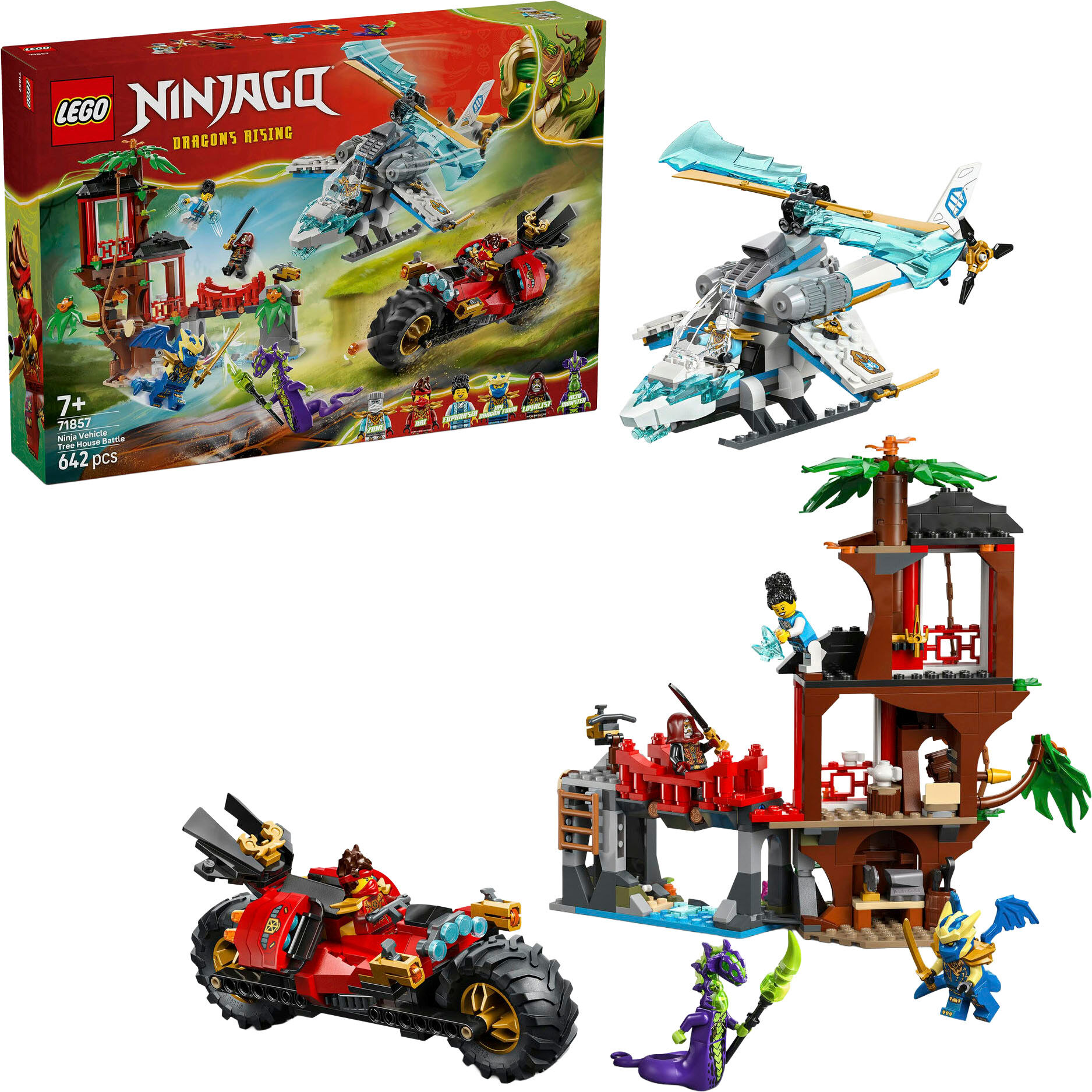 Konstruktionsspielsteine LEGO "Showdown am Baumhaus mit dem Ninja-Bike (71857), LEGO Ninjago", bunt, Spielbausteine, Kinder, Kunststoff, Konstruktionsspielsteine