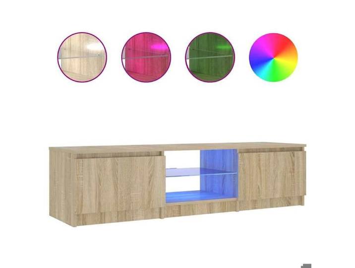 NOUVEAU Meuble télé - Meuble TV - Console TV - avec lumières LED - Console TV - Chêne fumé - 140x40x36cm 24412