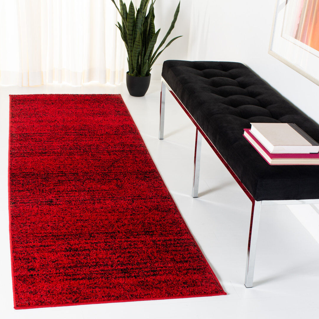 Rio Stonyford Striped Area Rug In Red & Black Red Runner 76 x 244 cm