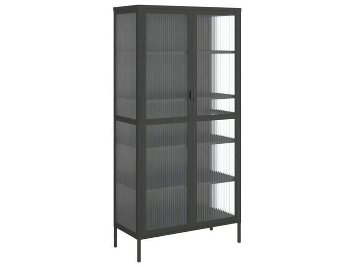 vidaXL Highboard Highboard Schwarz 85x40x180 cm Glas und Stahl