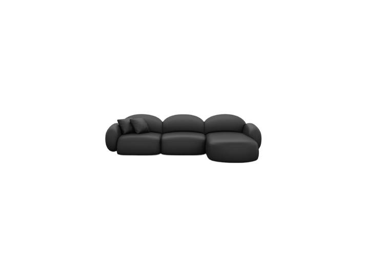 4-Sitzer Design Echtleder Ecksofa „Varello“ Echtleder Schwarz BLOOMINGLOFT Collection