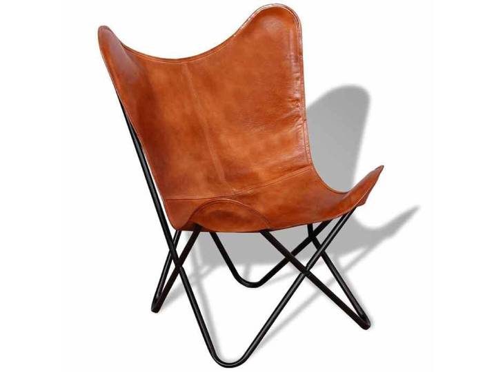 (91692)Fauteuil CHIC Chaise papillon Marron Cuir véritable FR