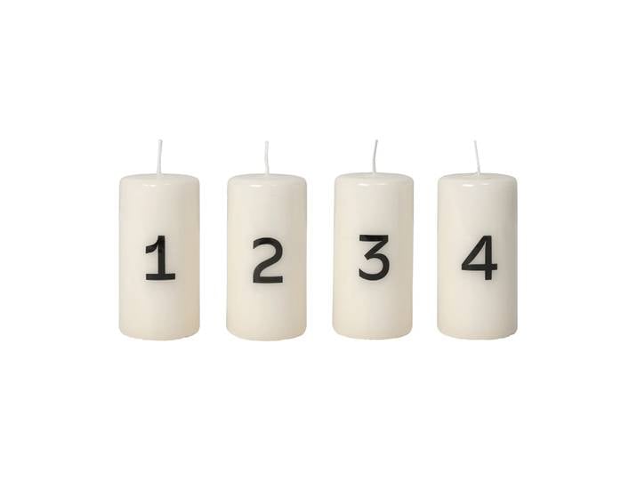 Broste Copenhagen Bougies de l’Avent Broste Blanc-noir, 4 pièces