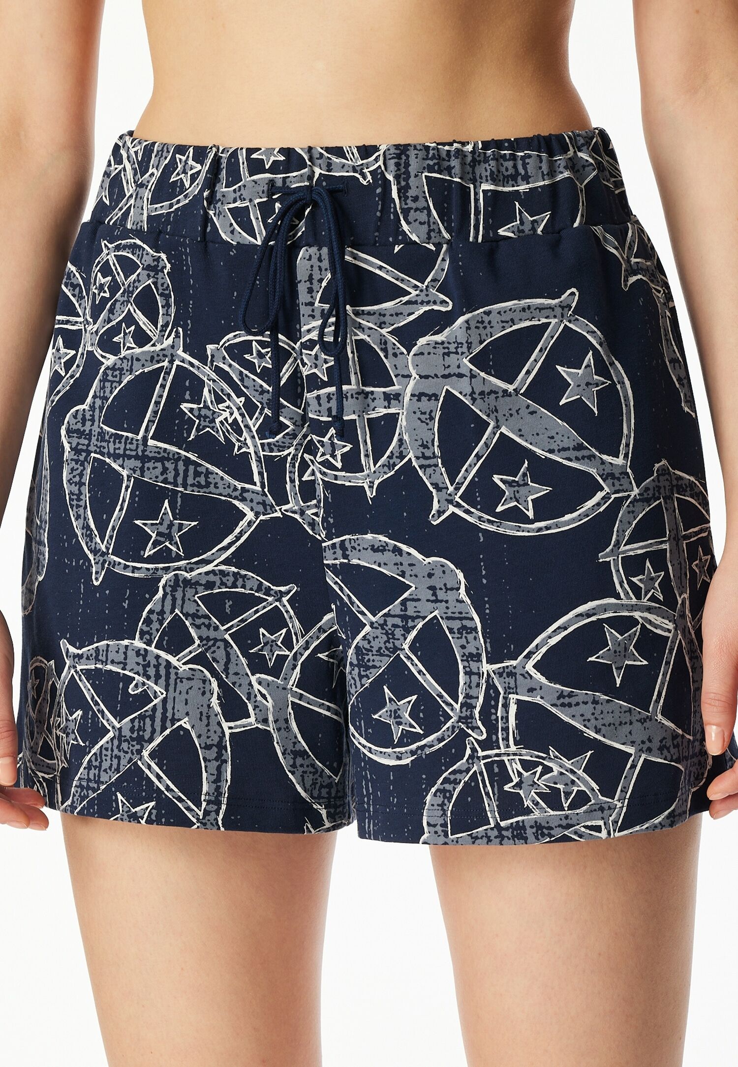 Shorts SCHIESSER "Schiesser 150 Years", Damen, Gr. 34, N-Gr, bunt (multicolor 2), Single Jersey, Obermaterial: 100% Baumwolle, kurz, Hosen Shorts, seitliche Taschen, weites Bein, Baumwolle, Bindekordel multicolor 2 34, N-Gr