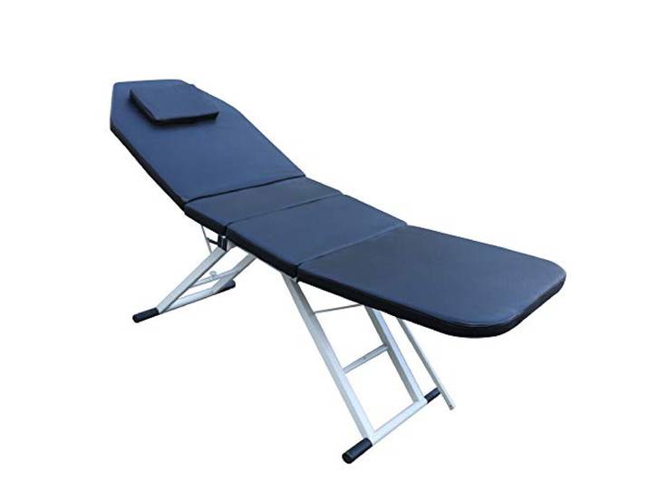 Bathrena Klappbar Massageliege 182cm SPA Salon Bett Kosmetikbett Massagetisch 3-Zonen Farbwahl Massagestuhl kosmetikliegen Kosmetik Liegen Dreifach Tragbare (Schwarz)