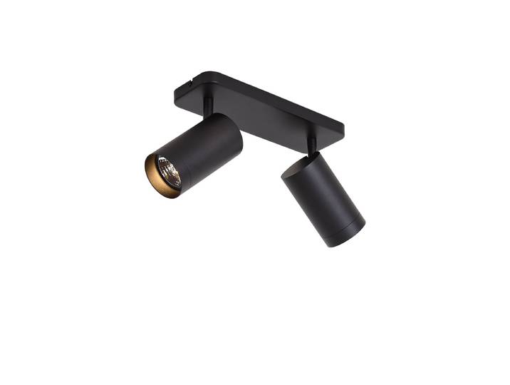 Qazqa Plafonnier Moderne Noir 2 Spots Gu10 70mm - Jeana Luxe