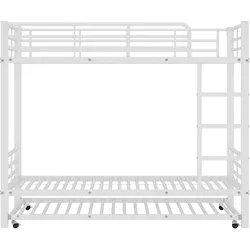 STILVORA Etagenbett Metall Weiß 204x95x160 cm, gewerblich geeignet, mit Ausziehbett für Hostel & Unterkunft