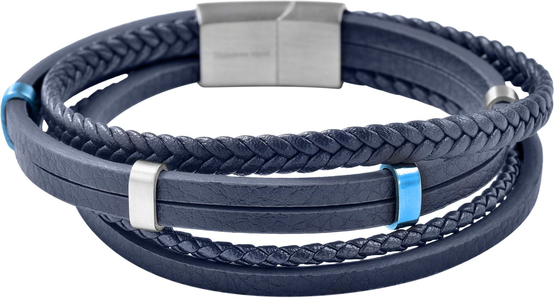 Lederarmband ADELIA´S "Unisex Armband ¿ Lederarmband aus Leder 21 cm" Gr. 21, blau, Armbänder, Kinder, Blacklist, Lederarmband
